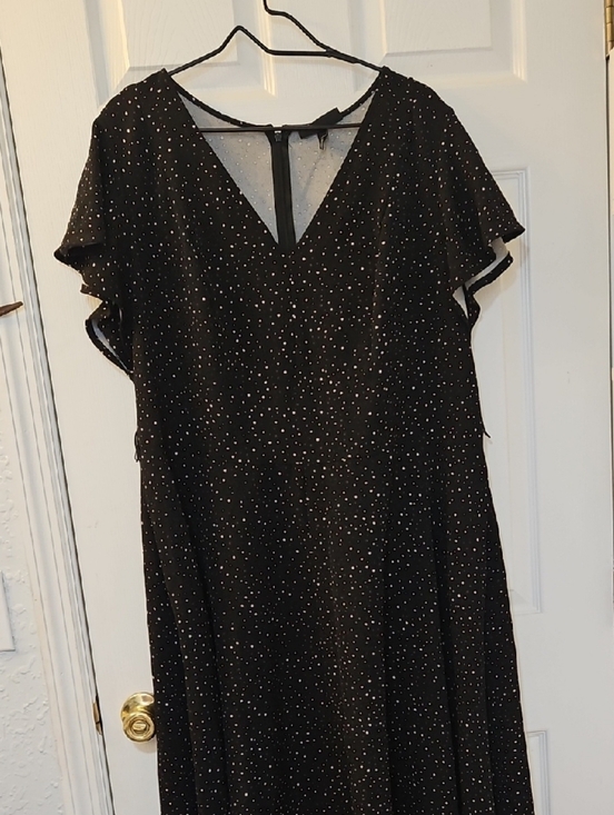 Lane Bryant Dresses & Skirts - Lane Bryant Black Sparkle High-Low V-Neck Dress with Flutter Sleeves